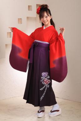 赤地紫ぼかし袴フルセット