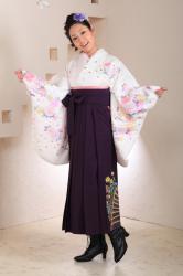 白地バラ柄&紫袴フルセット